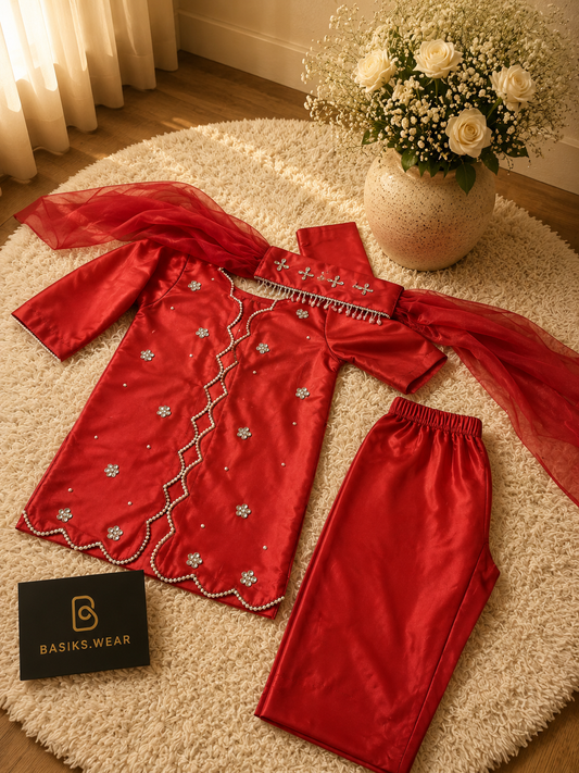 Cutwork Fromal Red -3pc