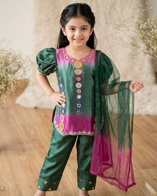 Festive Mirror-Work Coord Set for Girls